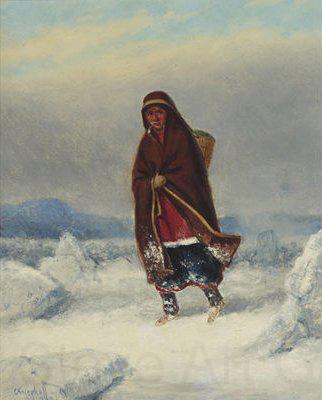 Cornelius Krieghoff Indian Woman in a Winter Landscape France oil painting art